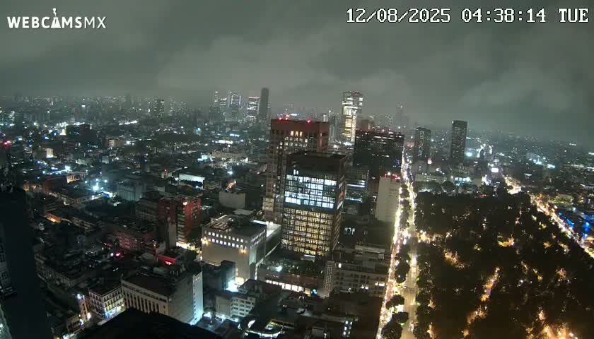 West Facing of Mexico City from Torre Latino Americana Tower Live Cam - Cuauhtemoc, Ciudad de Mexico, Mexico