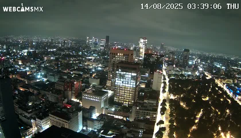 West Facing of Mexico City from Torre Latino Americana Tower Live Cam - Cuauhtemoc, Ciudad de Mexico, Mexico