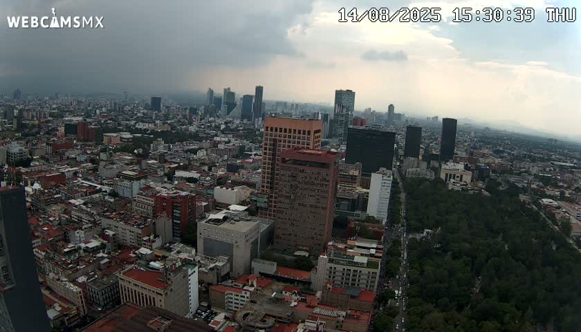 West Facing of Mexico City from Torre Latino Americana Tower Live Cam - Cuauhtemoc, Ciudad de Mexico, Mexico