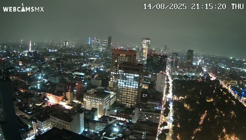West Facing of Mexico City from Torre Latino Americana Tower Live Cam - Cuauhtemoc, Ciudad de Mexico, Mexico