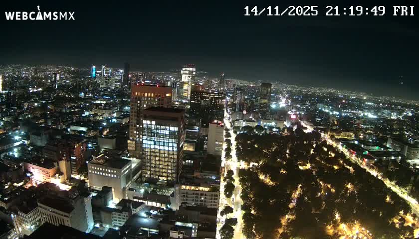 West Facing of Mexico City from Torre Latino Americana Tower Live Cam - Cuauhtemoc, Ciudad de Mexico, Mexico