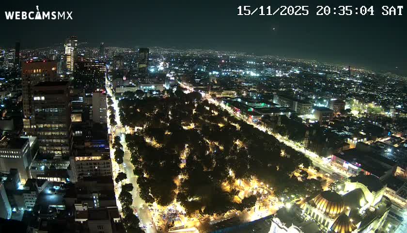 West Facing of Mexico City from Torre Latino Americana Tower Live Cam - Cuauhtemoc, Ciudad de Mexico, Mexico