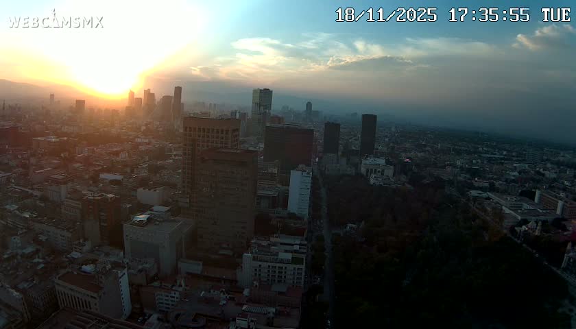 West Facing of Mexico City from Torre Latino Americana Tower Live Cam - Cuauhtemoc, Ciudad de Mexico, Mexico