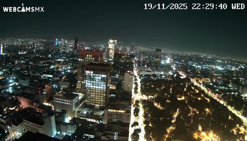 West Facing of Mexico City from Torre Latino Americana Tower Live Cam - Cuauhtemoc, Ciudad de Mexico, Mexico