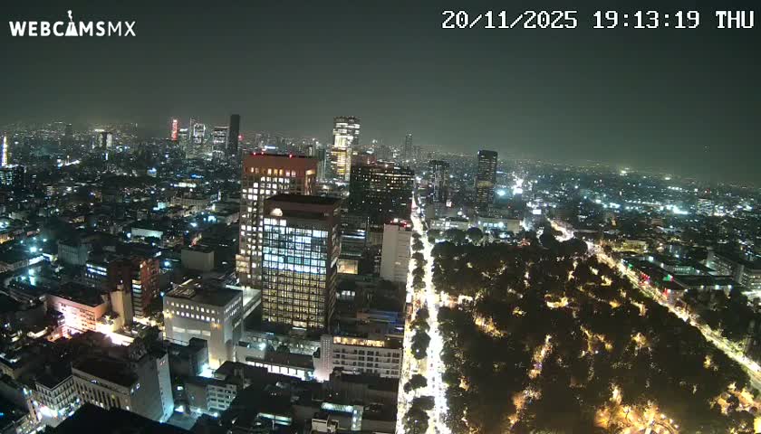 West Facing of Mexico City from Torre Latino Americana Tower Live Cam - Cuauhtemoc, Ciudad de Mexico, Mexico