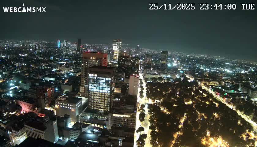 West Facing of Mexico City from Torre Latino Americana Tower Live Cam - Cuauhtemoc, Ciudad de Mexico, Mexico