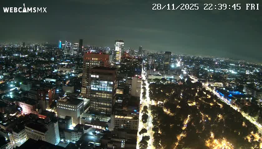 West Facing of Mexico City from Torre Latino Americana Tower Live Cam - Cuauhtemoc, Ciudad de Mexico, Mexico