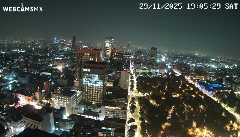 West Facing of Mexico City from Torre Latino Americana Tower Live Cam - Cuauhtemoc, Ciudad de Mexico, Mexico