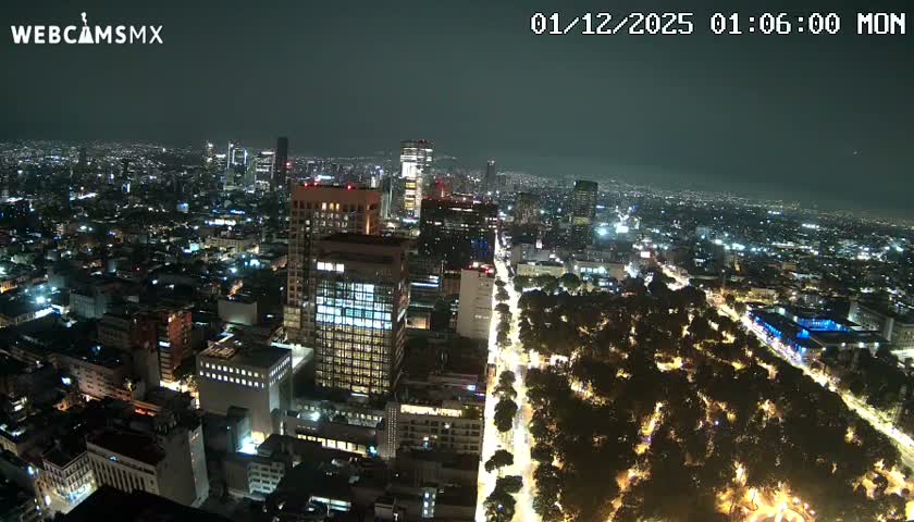 West Facing of Mexico City from Torre Latino Americana Tower Live Cam - Cuauhtemoc, Ciudad de Mexico, Mexico