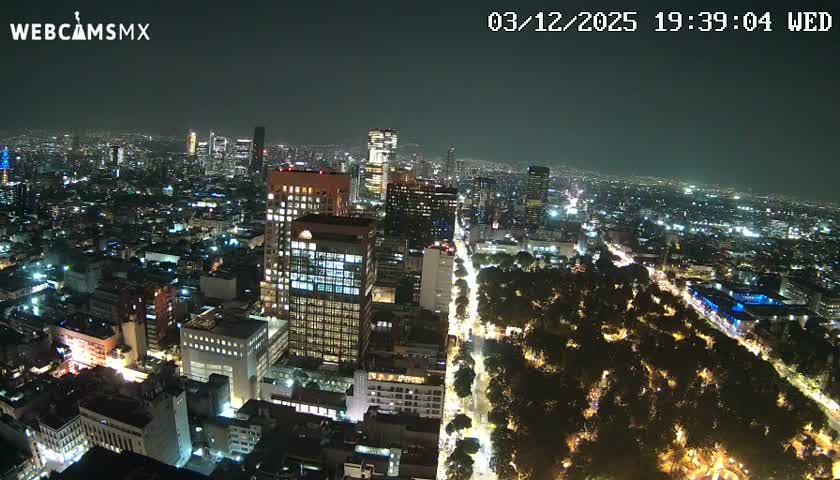 West Facing of Mexico City from Torre Latino Americana Tower Live Cam - Cuauhtemoc, Ciudad de Mexico, Mexico