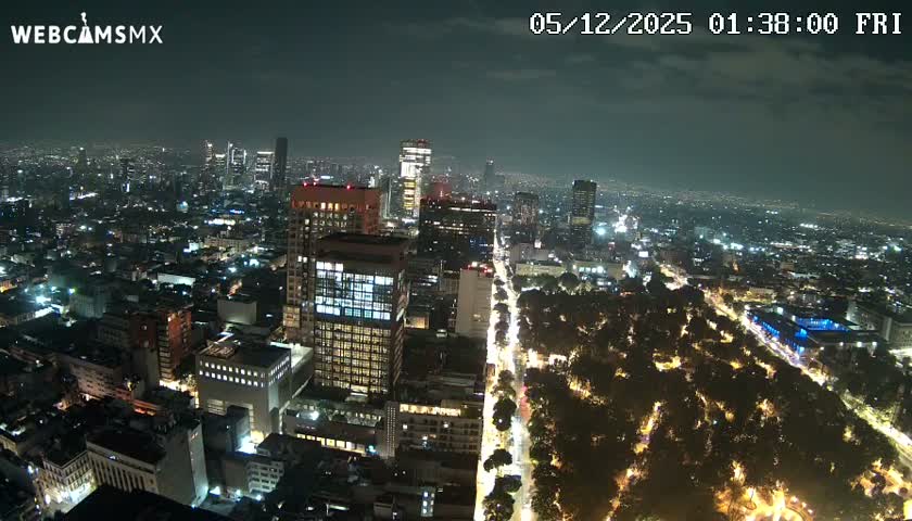 West Facing of Mexico City from Torre Latino Americana Tower Live Cam - Cuauhtemoc, Ciudad de Mexico, Mexico