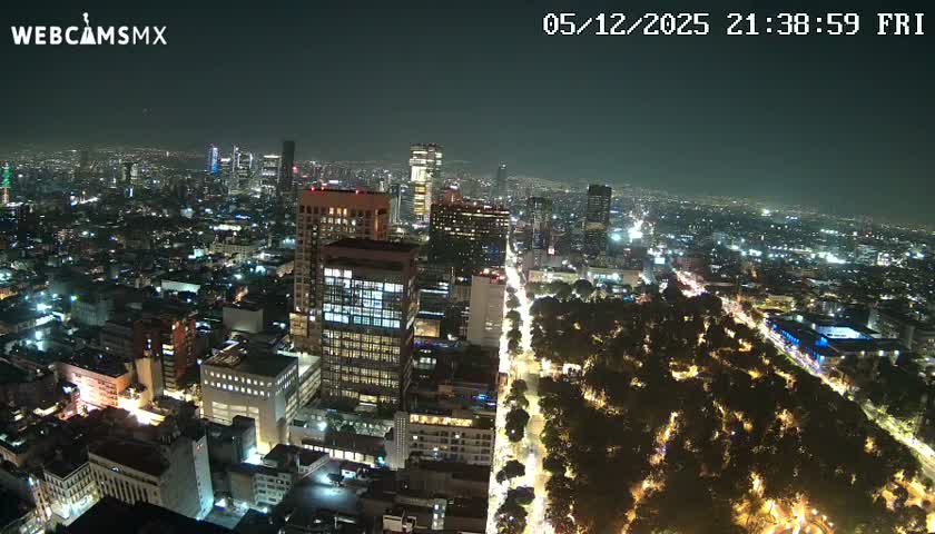 West Facing of Mexico City from Torre Latino Americana Tower Live Cam - Cuauhtemoc, Ciudad de Mexico, Mexico