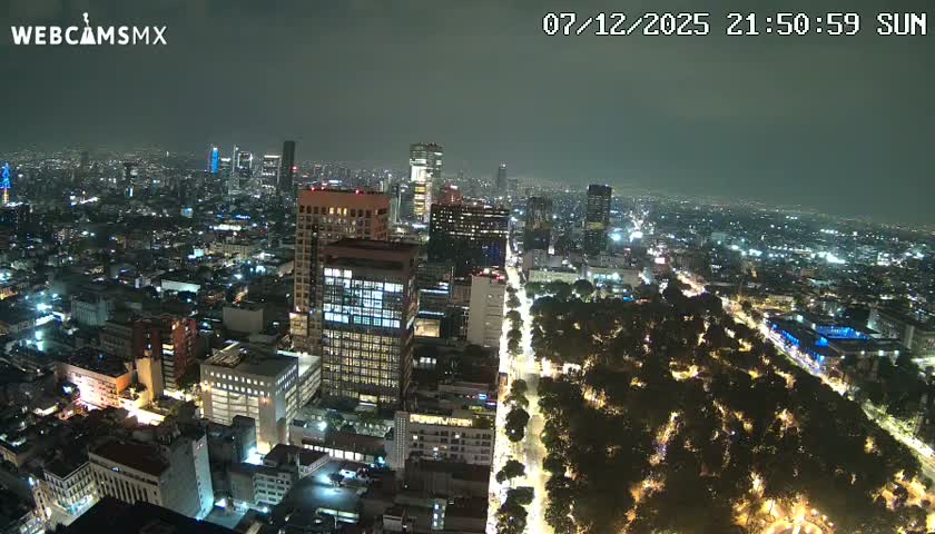 West Facing of Mexico City from Torre Latino Americana Tower Live Cam - Cuauhtemoc, Ciudad de Mexico, Mexico