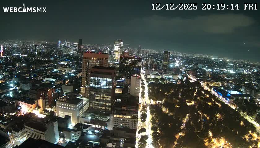 West Facing of Mexico City from Torre Latino Americana Tower Live Cam - Cuauhtemoc, Ciudad de Mexico, Mexico