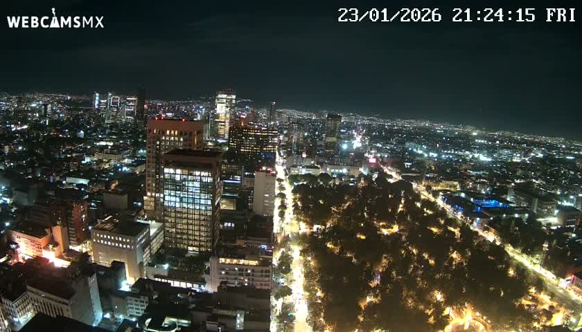 West Facing of Mexico City from Torre Latino Americana Tower Live Cam - Cuauhtemoc, Ciudad de Mexico, Mexico