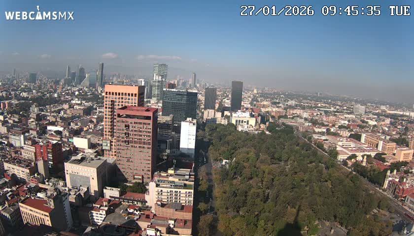 West Facing of Mexico City from Torre Latino Americana Tower Live Cam - Cuauhtemoc, Ciudad de Mexico, Mexico