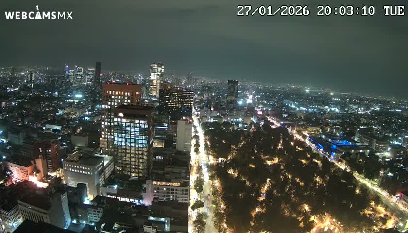 West Facing of Mexico City from Torre Latino Americana Tower Live Cam - Cuauhtemoc, Ciudad de Mexico, Mexico