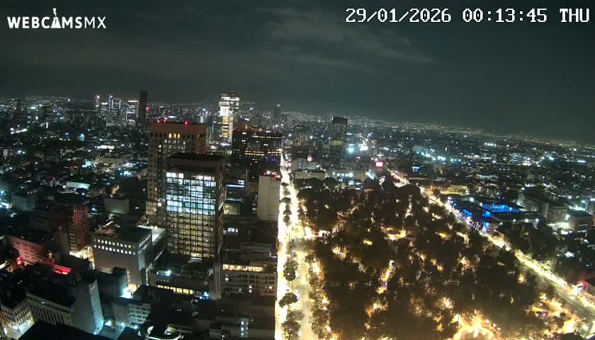 West Facing of Mexico City from Torre Latino Americana Tower Live Cam - Cuauhtemoc, Ciudad de Mexico, Mexico