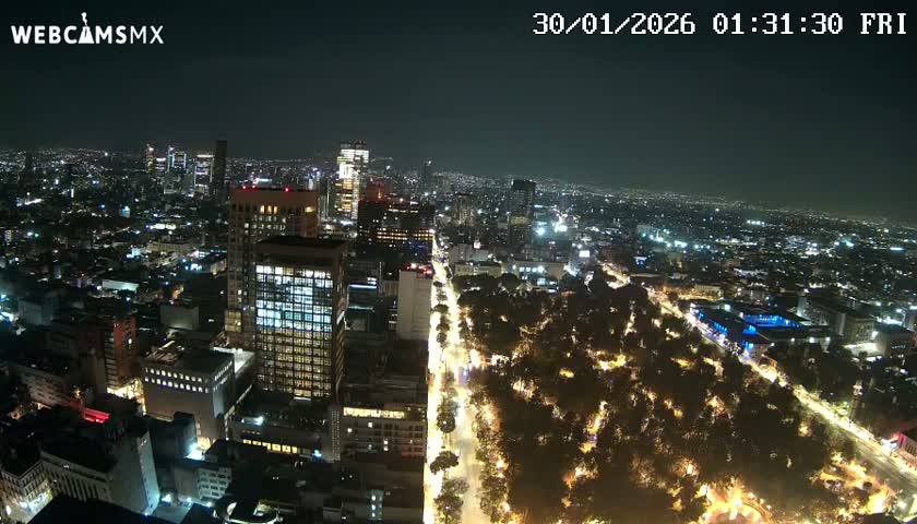 West Facing of Mexico City from Torre Latino Americana Tower Live Cam - Cuauhtemoc, Ciudad de Mexico, Mexico