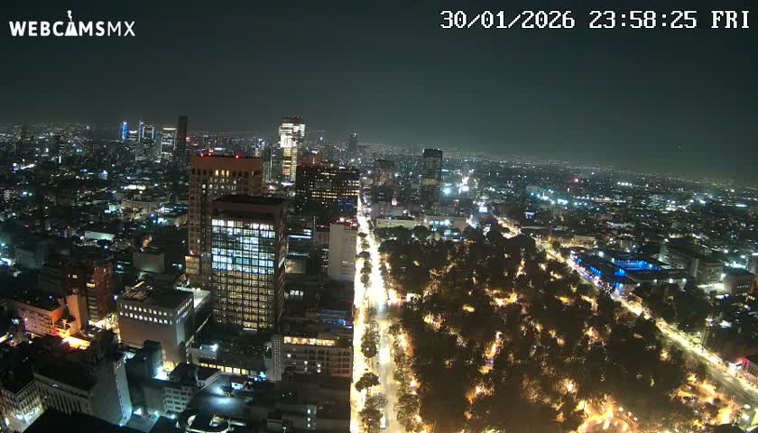 West Facing of Mexico City from Torre Latino Americana Tower Live Cam - Cuauhtemoc, Ciudad de Mexico, Mexico