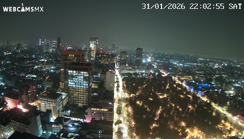 West Facing of Mexico City from Torre Latino Americana Tower Live Cam - Cuauhtemoc, Ciudad de Mexico, Mexico
