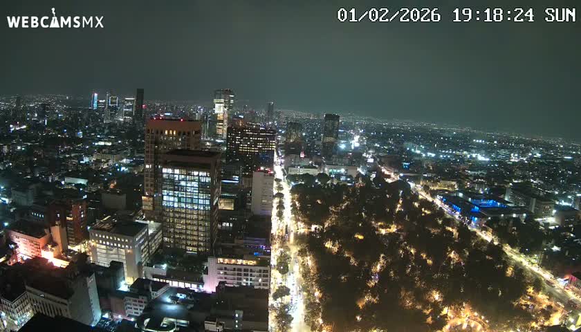 West Facing of Mexico City from Torre Latino Americana Tower Live Cam - Cuauhtemoc, Ciudad de Mexico, Mexico