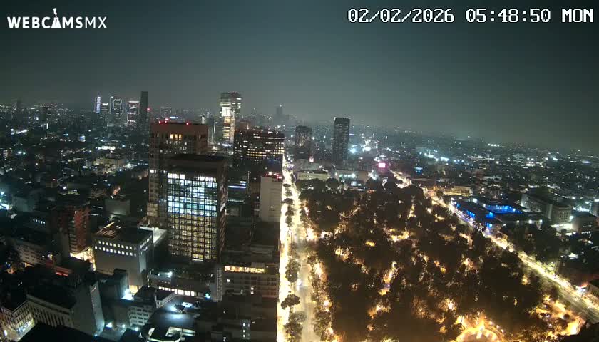 West Facing of Mexico City from Torre Latino Americana Tower Live Cam - Cuauhtemoc, Ciudad de Mexico, Mexico