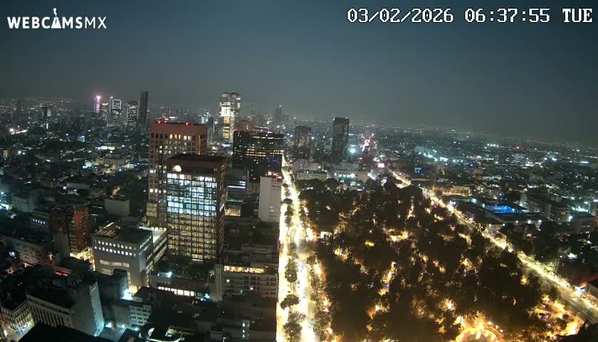 West Facing of Mexico City from Torre Latino Americana Tower Live Cam - Cuauhtemoc, Ciudad de Mexico, Mexico