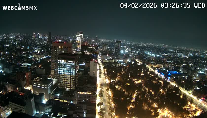 West Facing of Mexico City from Torre Latino Americana Tower Live Cam - Cuauhtemoc, Ciudad de Mexico, Mexico