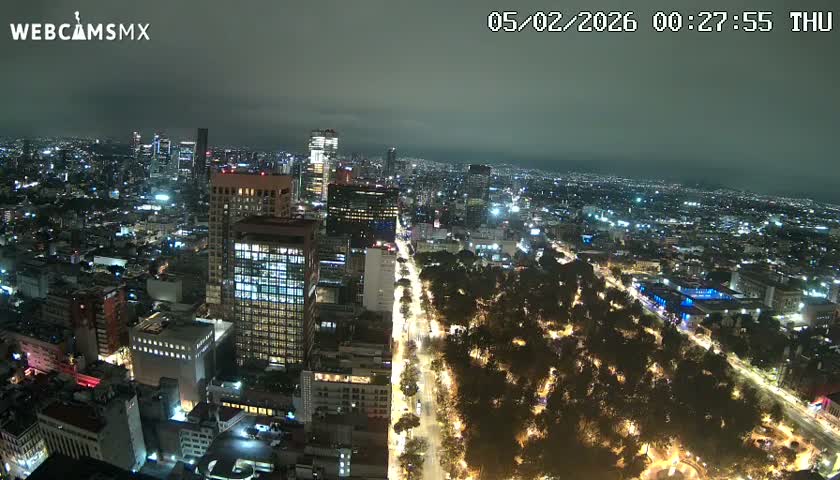 West Facing of Mexico City from Torre Latino Americana Tower Live Cam - Cuauhtemoc, Ciudad de Mexico, Mexico
