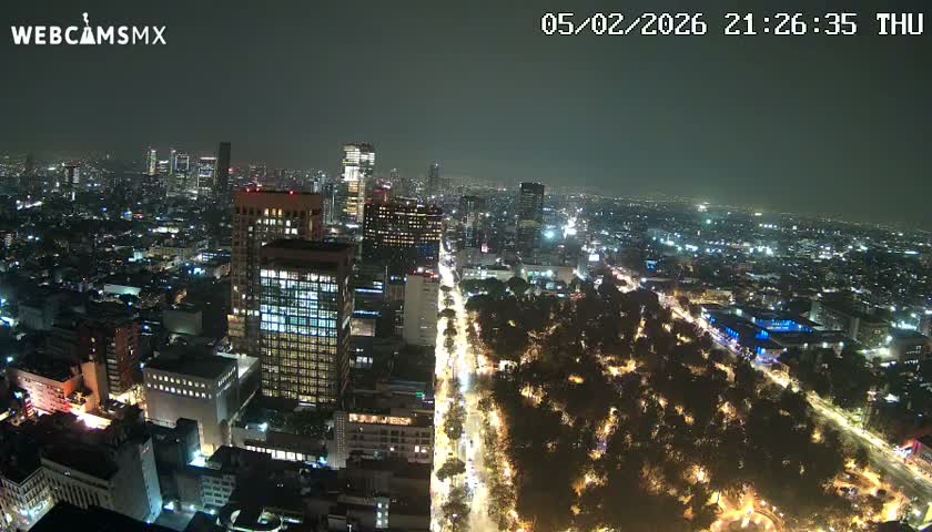 West Facing of Mexico City from Torre Latino Americana Tower Live Cam - Cuauhtemoc, Ciudad de Mexico, Mexico