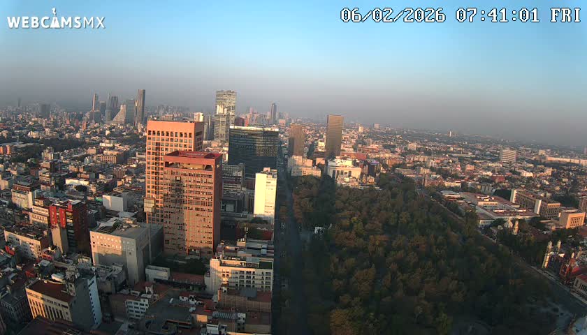 West Facing of Mexico City from Torre Latino Americana Tower Live Cam - Cuauhtemoc, Ciudad de Mexico, Mexico