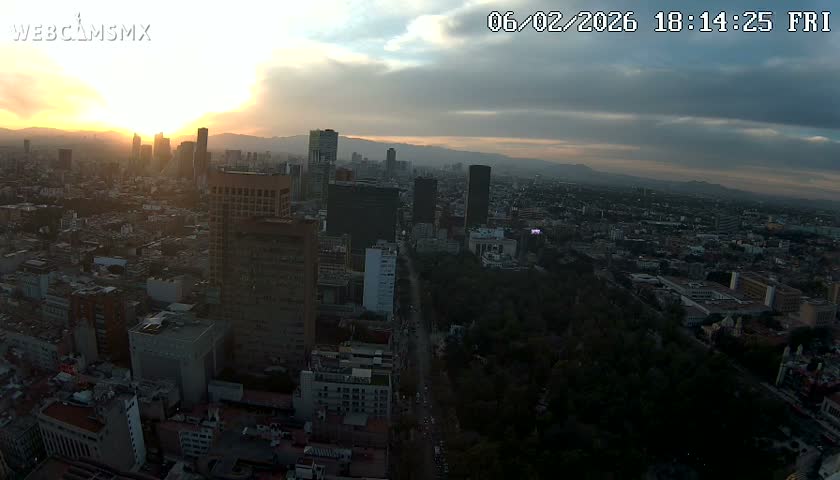 West Facing of Mexico City from Torre Latino Americana Tower Live Cam - Cuauhtemoc, Ciudad de Mexico, Mexico