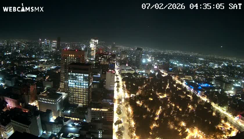 West Facing of Mexico City from Torre Latino Americana Tower Live Cam - Cuauhtemoc, Ciudad de Mexico, Mexico