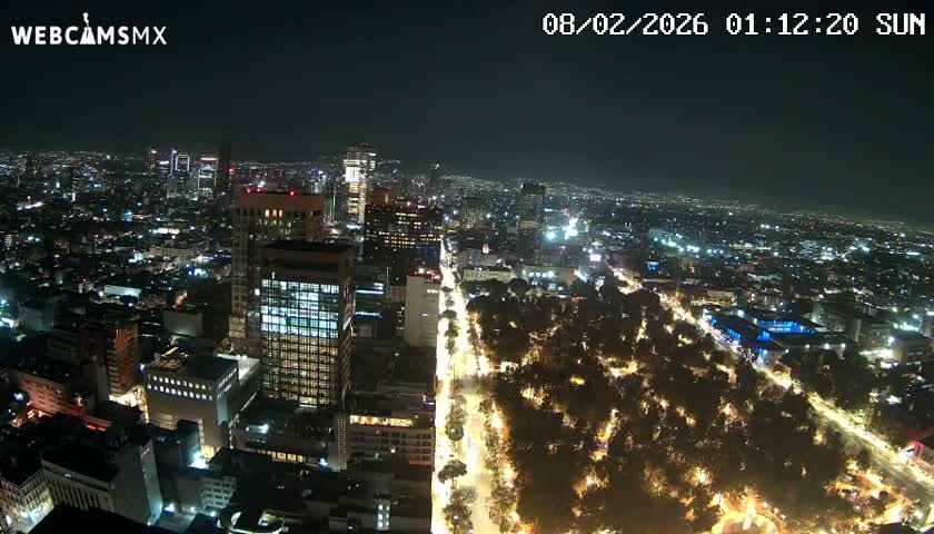 West Facing of Mexico City from Torre Latino Americana Tower Live Cam - Cuauhtemoc, Ciudad de Mexico, Mexico