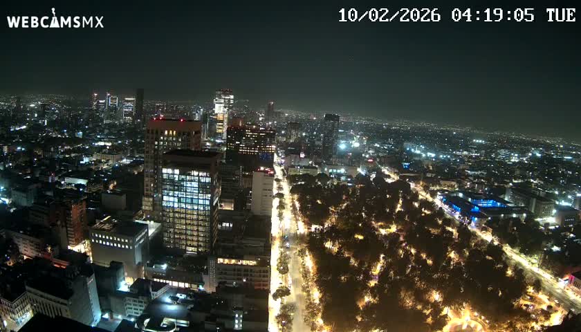 West Facing of Mexico City from Torre Latino Americana Tower Live Cam - Cuauhtemoc, Ciudad de Mexico, Mexico