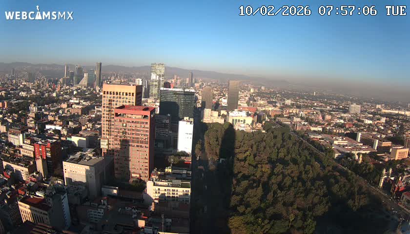 West Facing of Mexico City from Torre Latino Americana Tower Live Cam - Cuauhtemoc, Ciudad de Mexico, Mexico