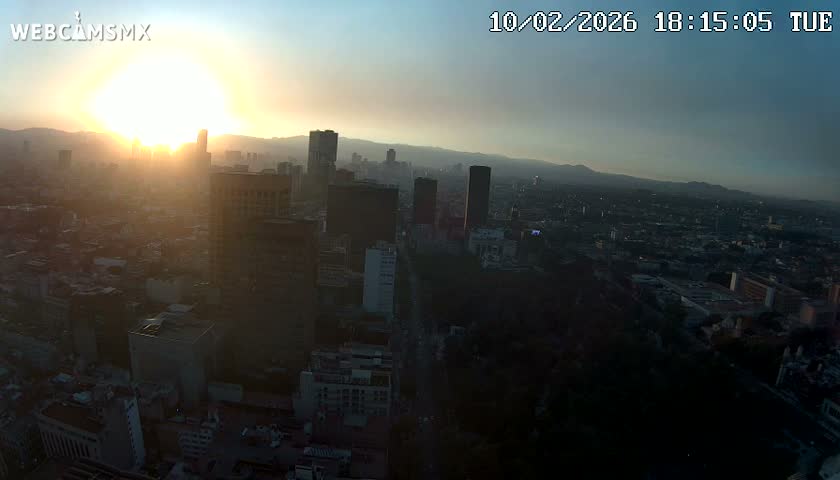 West Facing of Mexico City from Torre Latino Americana Tower Live Cam - Cuauhtemoc, Ciudad de Mexico, Mexico