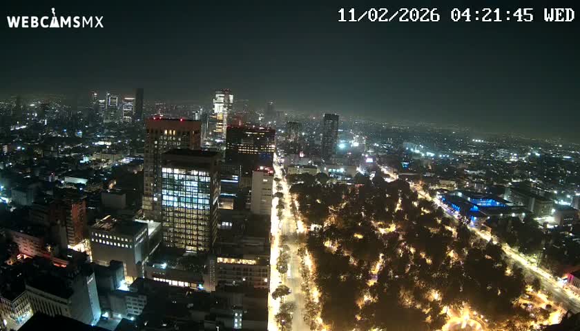 West Facing of Mexico City from Torre Latino Americana Tower Live Cam - Cuauhtemoc, Ciudad de Mexico, Mexico