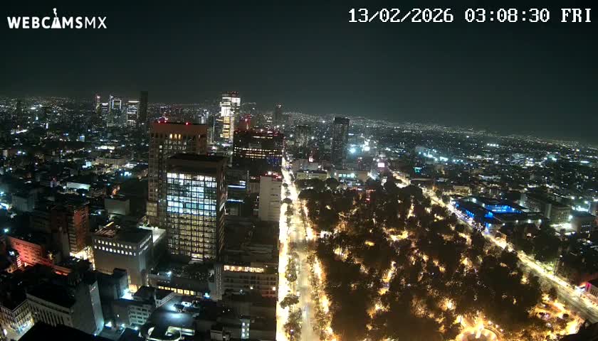 West Facing of Mexico City from Torre Latino Americana Tower Live Cam - Cuauhtemoc, Ciudad de Mexico, Mexico
