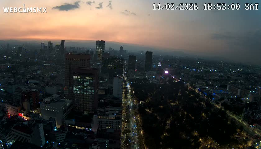 West Facing of Mexico City from Torre Latino Americana Tower Live Cam - Cuauhtemoc, Ciudad de Mexico, Mexico