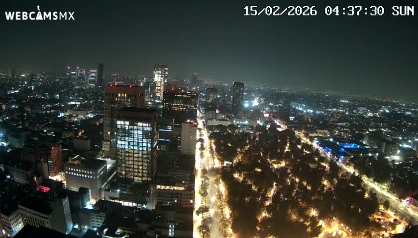 West Facing of Mexico City from Torre Latino Americana Tower Live Cam - Cuauhtemoc, Ciudad de Mexico, Mexico