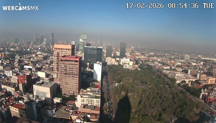 West Facing of Mexico City from Torre Latino Americana Tower Live Cam - Cuauhtemoc, Ciudad de Mexico, Mexico