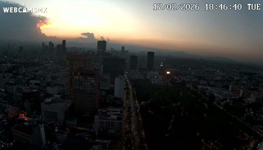 West Facing of Mexico City from Torre Latino Americana Tower Live Cam - Cuauhtemoc, Ciudad de Mexico, Mexico