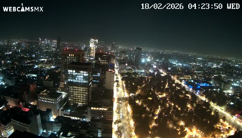 West Facing of Mexico City from Torre Latino Americana Tower Live Cam - Cuauhtemoc, Ciudad de Mexico, Mexico