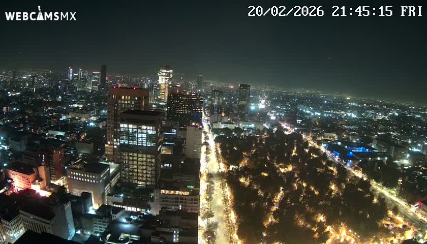 West Facing of Mexico City from Torre Latino Americana Tower Live Cam - Cuauhtemoc, Ciudad de Mexico, Mexico
