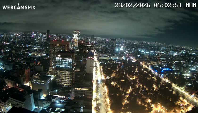 West Facing of Mexico City from Torre Latino Americana Tower Live Cam - Cuauhtemoc, Ciudad de Mexico, Mexico