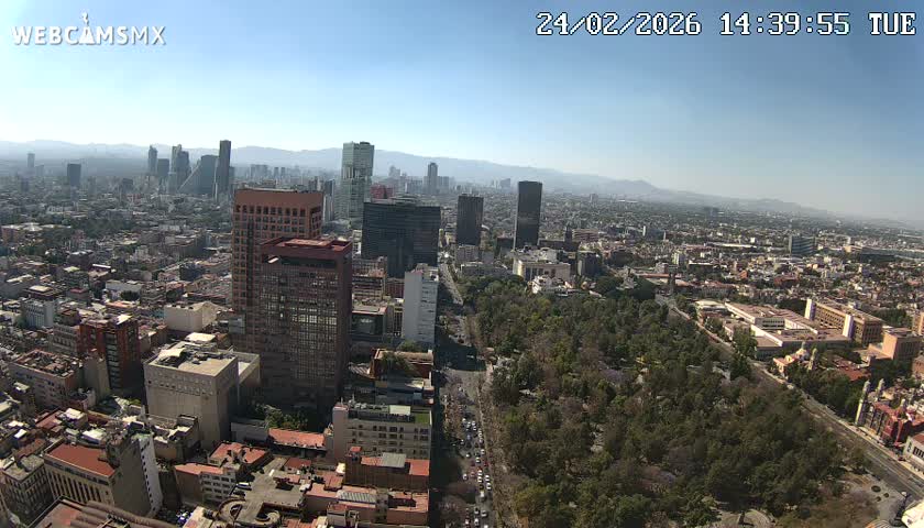 West Facing of Mexico City from Torre Latino Americana Tower Live Cam - Cuauhtemoc, Ciudad de Mexico, Mexico