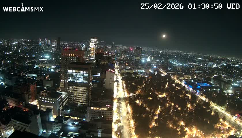 West Facing of Mexico City from Torre Latino Americana Tower Live Cam - Cuauhtemoc, Ciudad de Mexico, Mexico