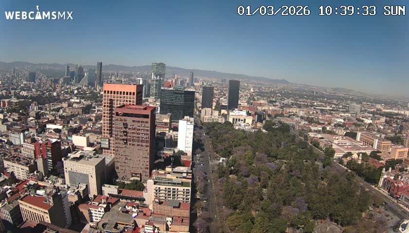 West Facing of Mexico City from Torre Latino Americana Tower Live Cam - Cuauhtemoc, Ciudad de Mexico, Mexico